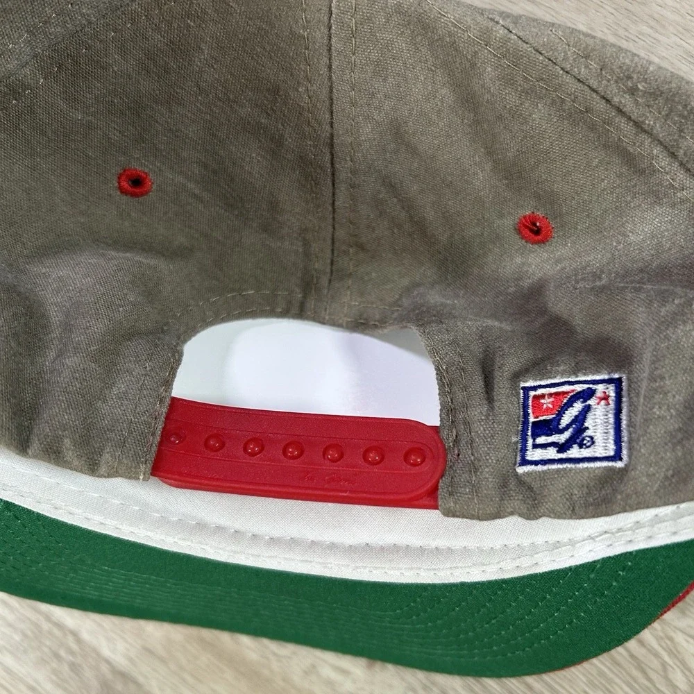 VTG Georgia Bulldogs Script Snapback Hat College The Game Beige Red Cap